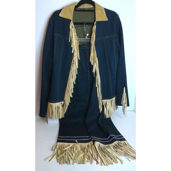 Taiga Pants - Vintage Taiga Suede Western Fringe Jacket Size Large And Pants Size 10